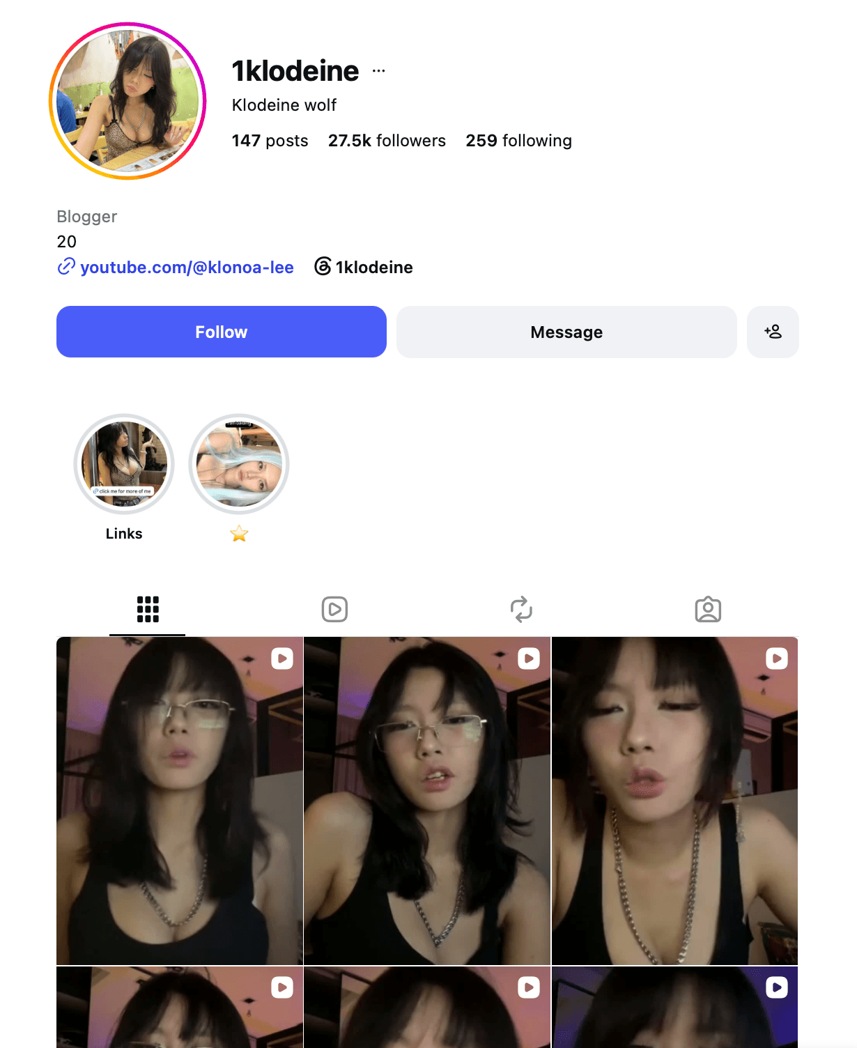 1klodeine Instagram profile